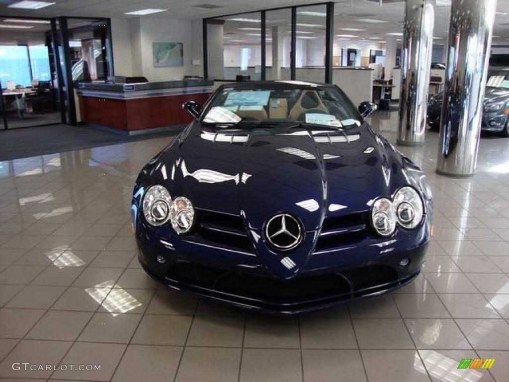 2009 SLR McLaren Roadster - Crystal Covelline Blue Metallic / Black/Sand Silver Arrow photo #2