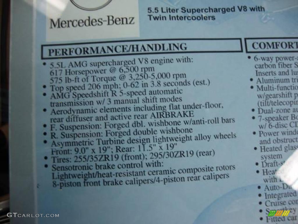 2009 Mercedes-Benz SLR McLaren Roadster Window Sticker Photo #15997499