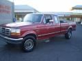 1992 Currant Red Ford F250 XLT Extended Cab  photo #1