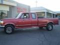 1992 Currant Red Ford F250 XLT Extended Cab  photo #2