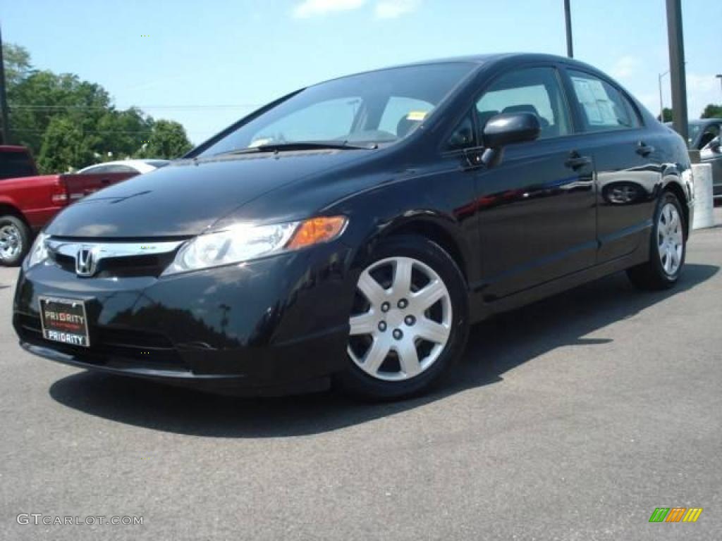 2007 Civic LX Sedan - Nighthawk Black Pearl / Gray photo #1