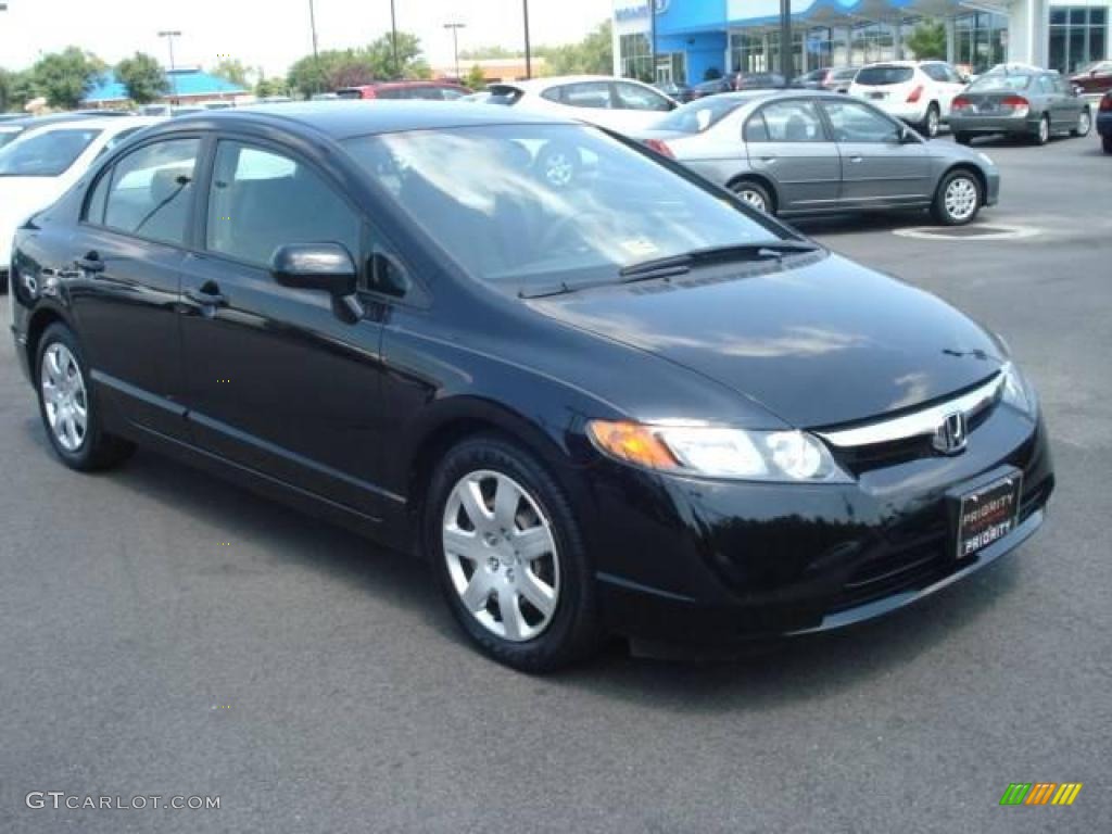 2007 Civic LX Sedan - Nighthawk Black Pearl / Gray photo #7