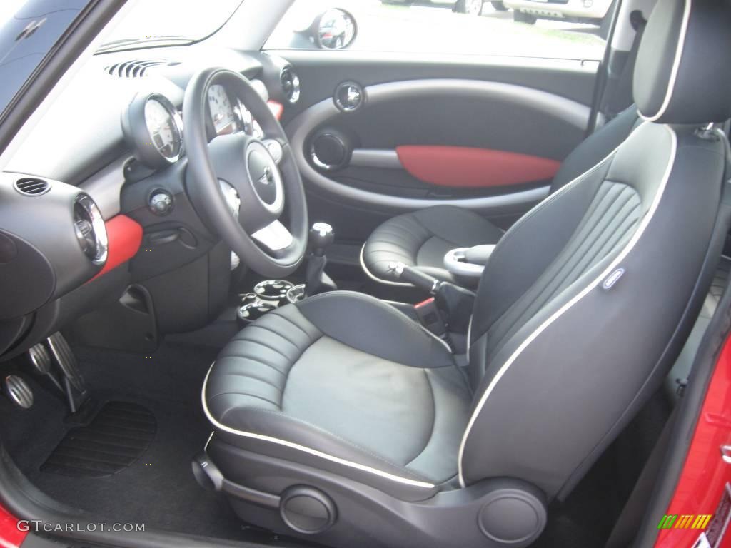 Lounge Carbon Black Leather Interior 2009 Mini Cooper S Hardtop Photo #16009437