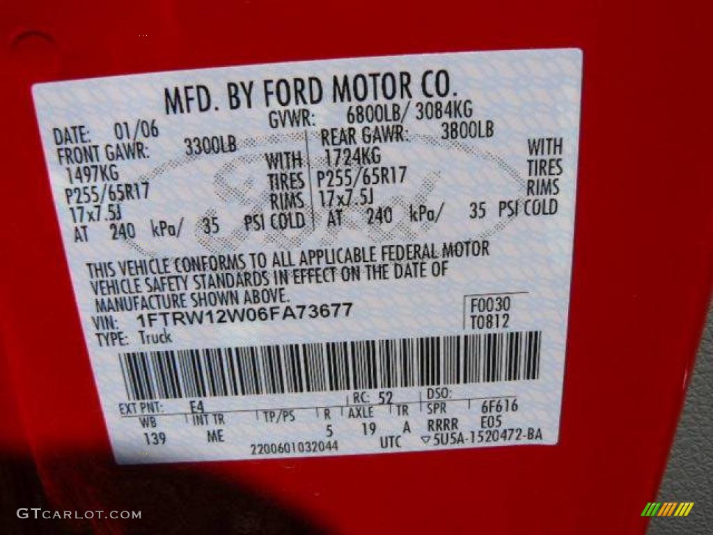 2006 F150 XLT SuperCrew - Bright Red / Medium/Dark Flint photo #31