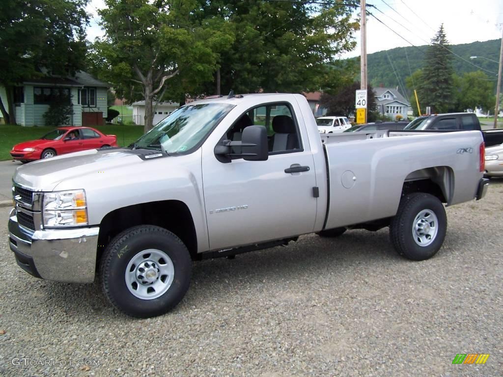 2009 Silverado 3500HD Work Truck Regular Cab 4x4 - Silver Birch Metallic / Dark Titanium photo #1
