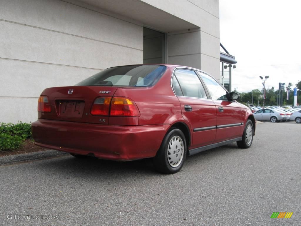 1999 Civic LX Sedan - Inza Red Pearl / Gray photo #3