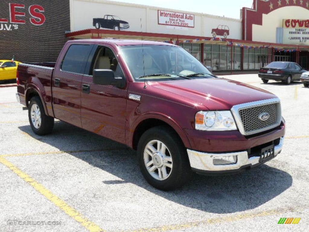 2004 F150 Lariat SuperCrew - Dark Toreador Red Metallic / Tan photo #2