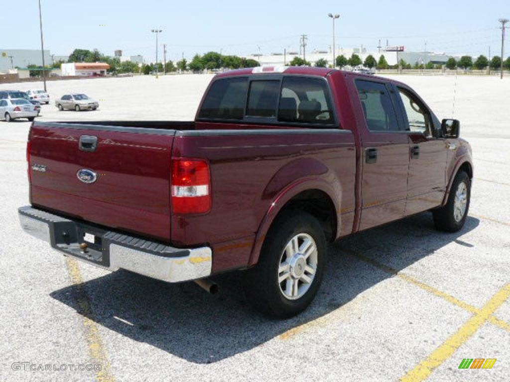 2004 F150 Lariat SuperCrew - Dark Toreador Red Metallic / Tan photo #5