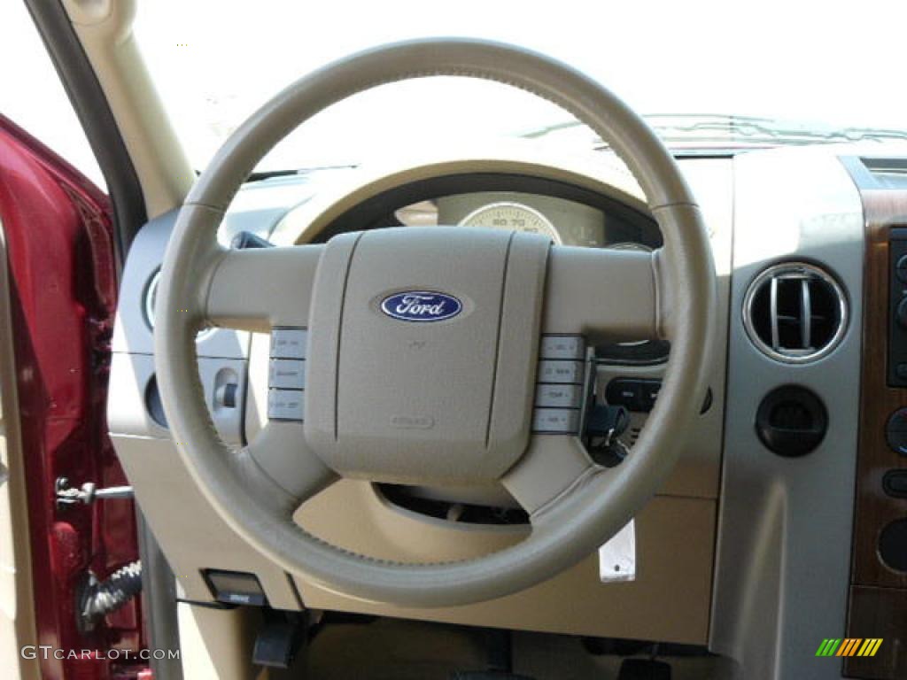 2004 F150 Lariat SuperCrew - Dark Toreador Red Metallic / Tan photo #15