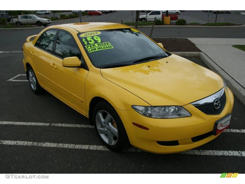 2003 MAZDA6 s Sedan - Speed Yellow / Gray photo #3