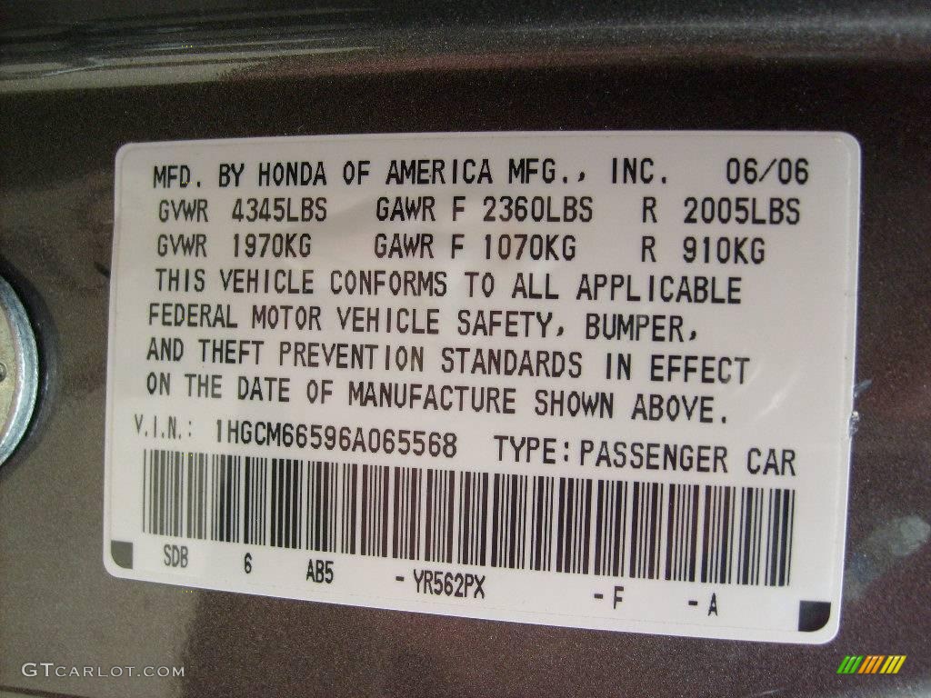 2006 Accord EX-L V6 Sedan - Carbon Bronze Pearl / Ivory photo #18