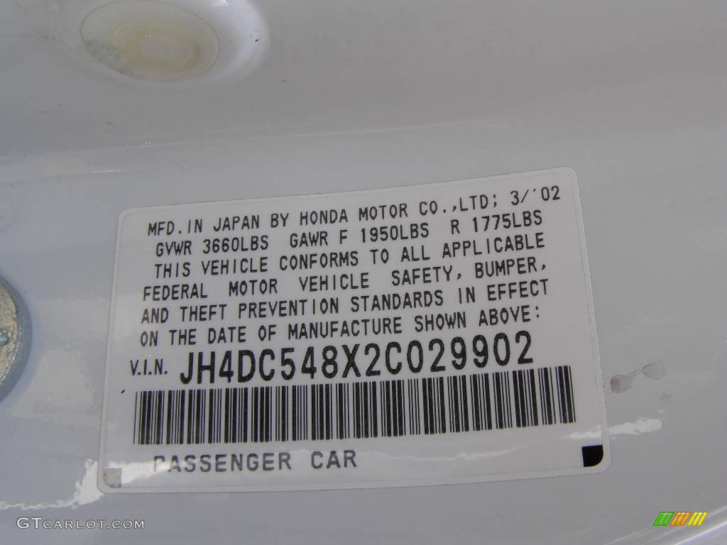 2002 RSX Sports Coupe - Taffeta White / Titanium photo #13