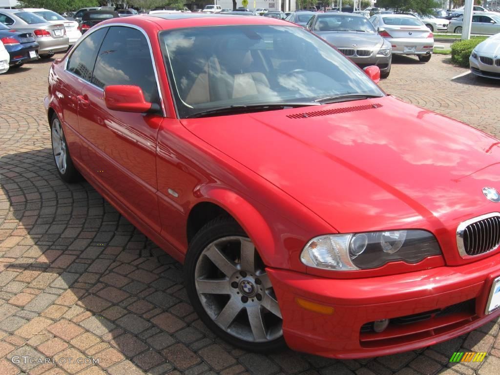 2003 3 Series 325i Coupe - Electric Red / Natural Brown photo #28
