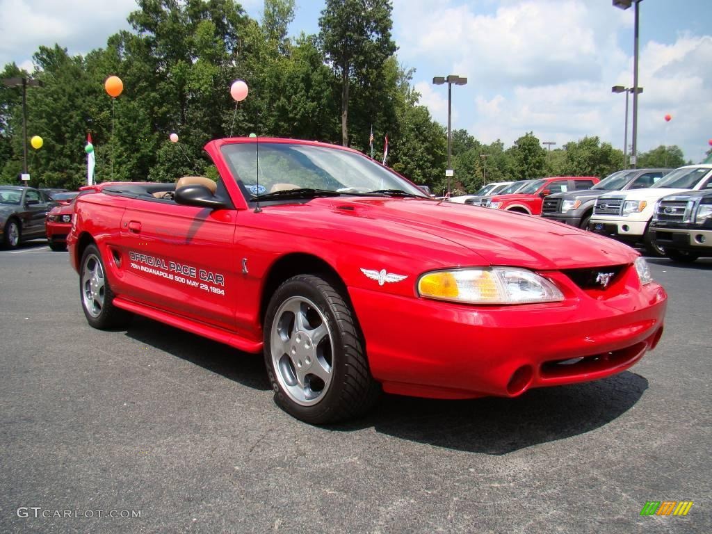 1994 Mustang Indianapolis 500 Pace Car Cobra Convertible - Rio Red / Saddle photo #1