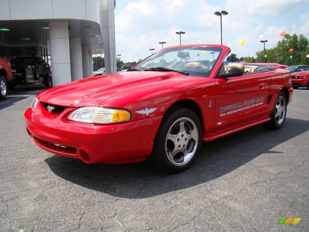 1994 Mustang Indianapolis 500 Pace Car Cobra Convertible - Rio Red / Saddle photo #6