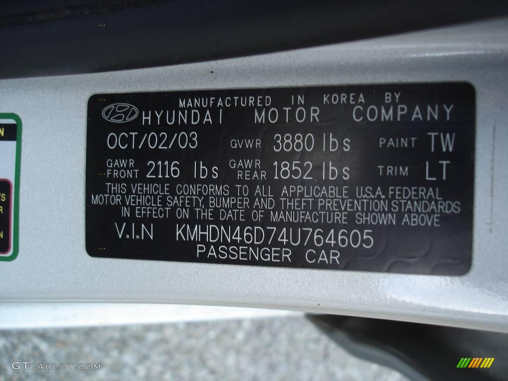 2004 Elantra GT Sedan - Sterling Silver / Gray photo #9