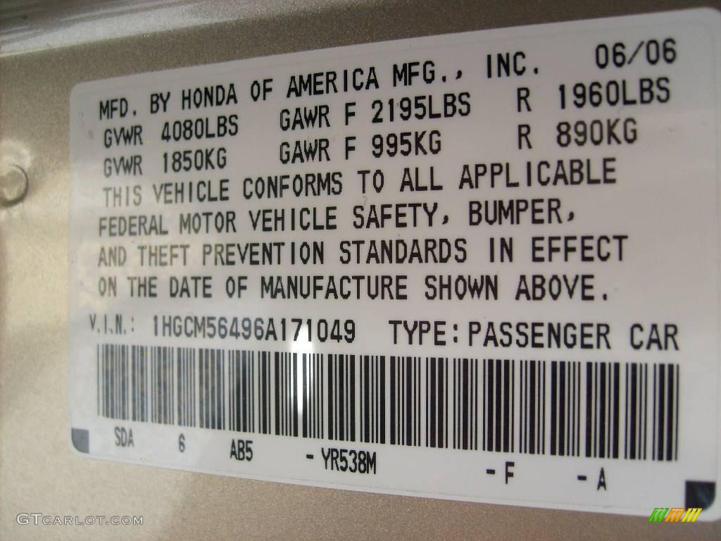 2006 Accord LX Sedan - Desert Mist Metallic / Ivory photo #13