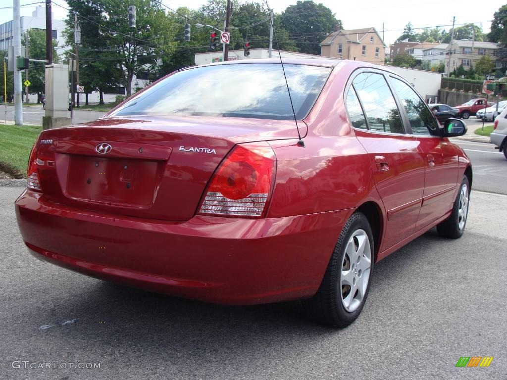 2005 Elantra GLS Sedan - Electric Red Metallic / Gray photo #5