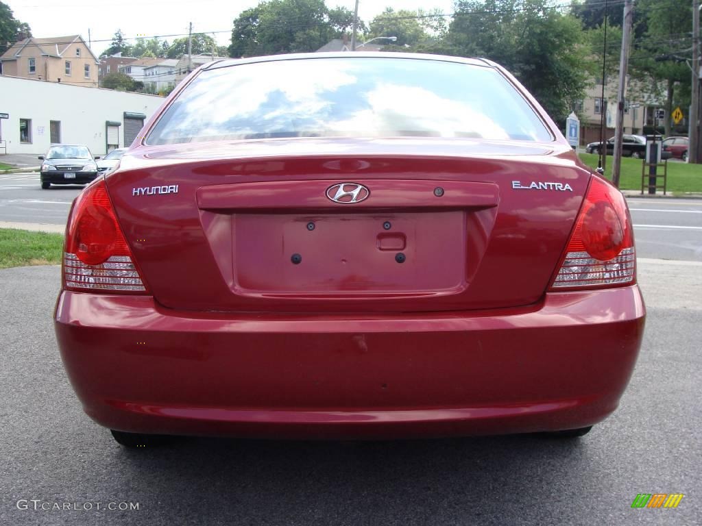 2005 Elantra GLS Sedan - Electric Red Metallic / Gray photo #6