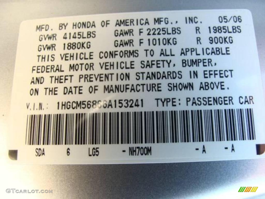 2006 Accord EX-L Sedan - Alabaster Silver Metallic / Black photo #15