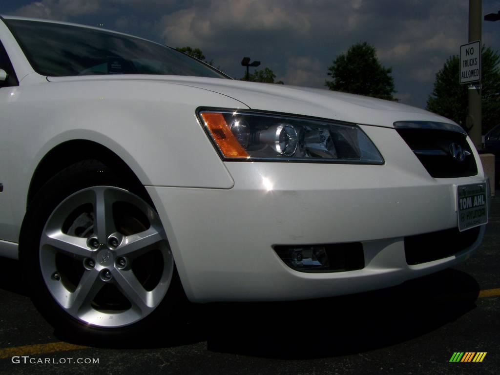 2008 Sonata Limited V6 - Powder White Pearl / Beige photo #2