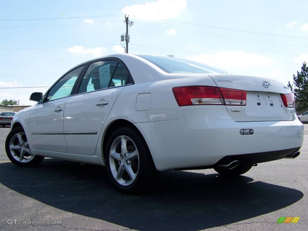 2008 Sonata Limited V6 - Powder White Pearl / Beige photo #4