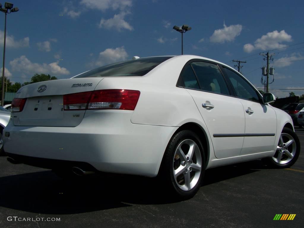2008 Sonata Limited V6 - Powder White Pearl / Beige photo #7