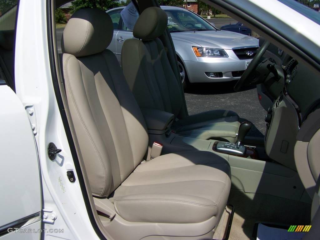 2008 Sonata Limited V6 - Powder White Pearl / Beige photo #12
