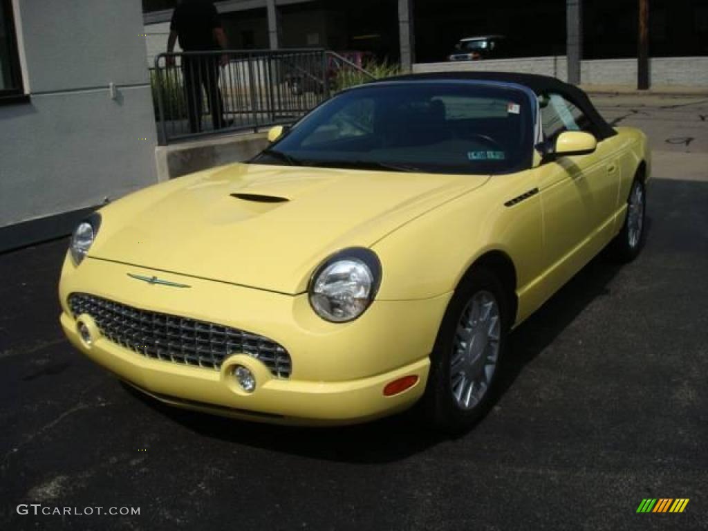 2002 Thunderbird Deluxe Roadster - Inspiration Yellow / Midnight Black photo #8