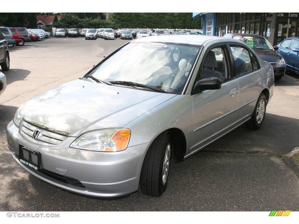 2002 Civic LX Sedan - Satin Silver Metallic / Gray photo #1