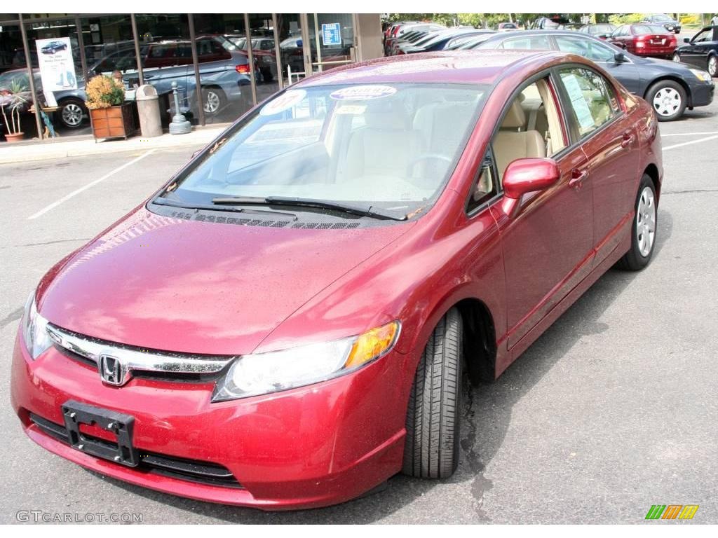 2007 Civic LX Sedan - Tango Red Pearl / Ivory photo #1