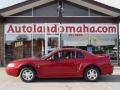 2001 Laser Red Metallic Ford Mustang V6 Coupe  photo #1