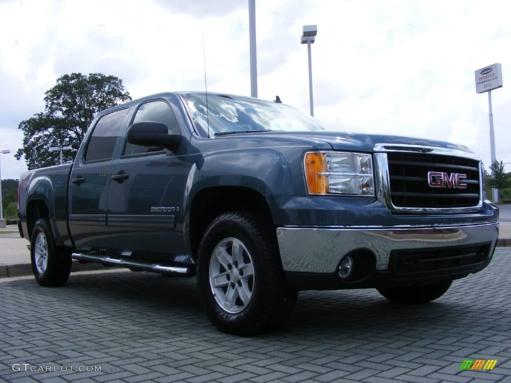 2008 Sierra 1500 SLE Crew Cab 4x4 - Stealth Gray Metallic / Dark Titanium photo #7