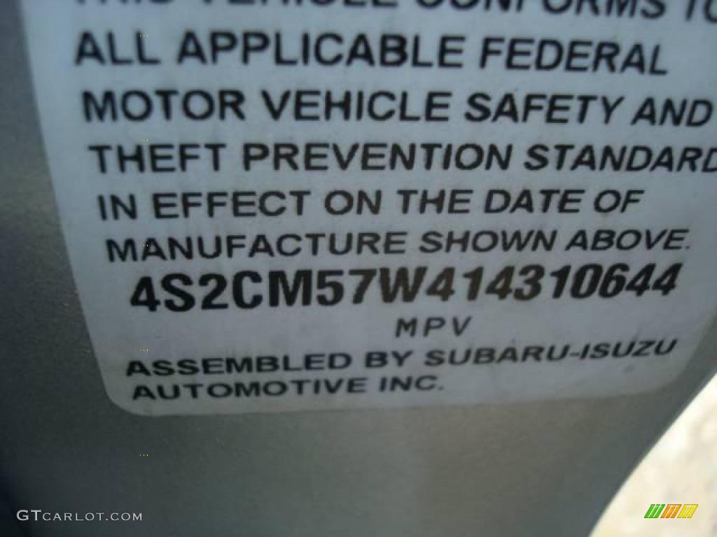 2001 Rodeo Sport S 4WD - Bright Silver Metallic / Gray photo #14
