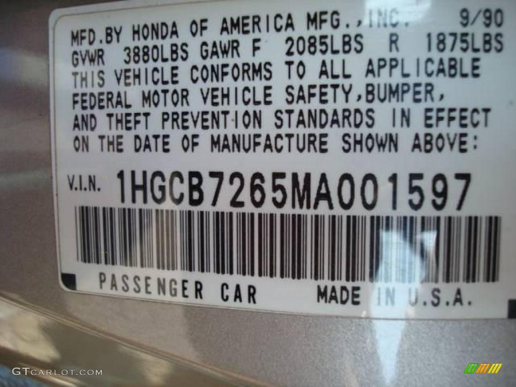 1991 Accord EX Coupe - Pewter Gray Metallic / Burgundy photo #14