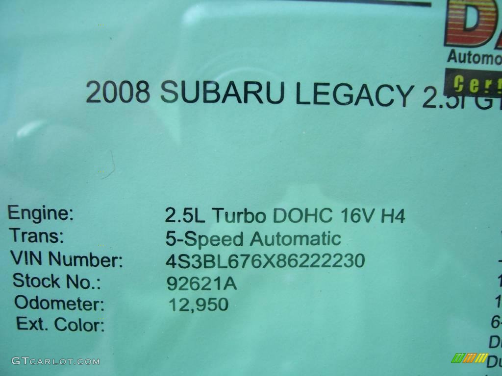 2008 Legacy 2.5 GT Limited Sedan - Satin White Pearl / Warm Ivory photo #23