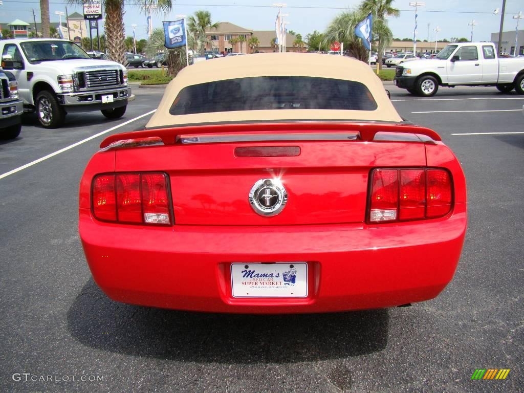 2006 Mustang V6 Premium Convertible - Torch Red / Light Parchment photo #7