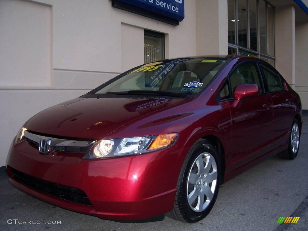 2007 Civic LX Sedan - Tango Red Pearl / Ivory photo #2