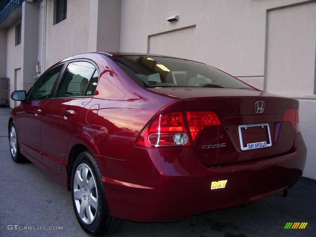 2007 Civic LX Sedan - Tango Red Pearl / Ivory photo #4