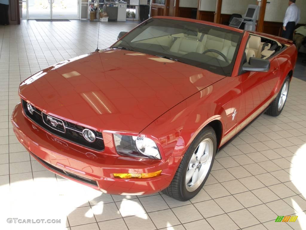 2008 Mustang V6 Premium Convertible - Dark Candy Apple Red / Medium Parchment photo #1