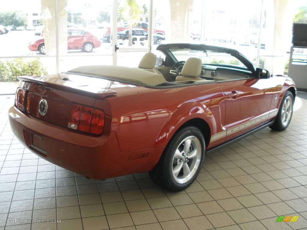 2008 Mustang V6 Premium Convertible - Dark Candy Apple Red / Medium Parchment photo #5