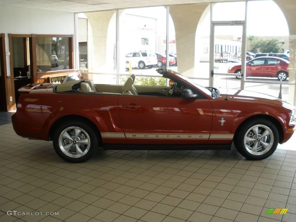 2008 Mustang V6 Premium Convertible - Dark Candy Apple Red / Medium Parchment photo #6