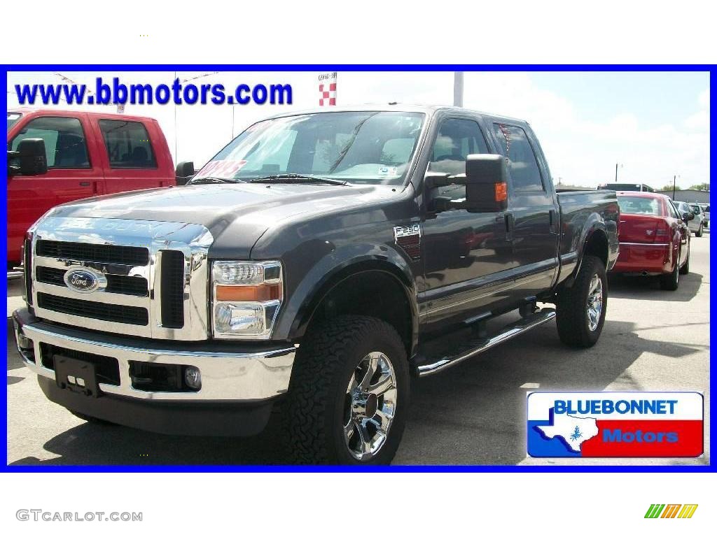 2008 F250 Super Duty Lariat Crew Cab 4x4 - Dark Shadow Grey Metallic / Medium Stone photo #1