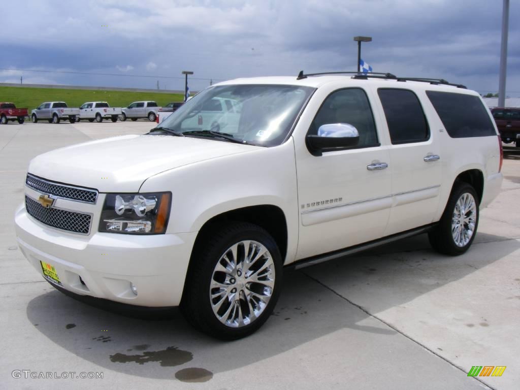 2008 Suburban 1500 LTZ - White Diamond Tricoat / Light Cashmere/Ebony photo #7