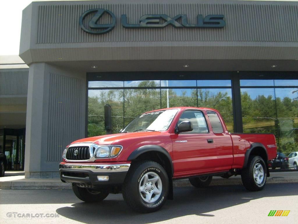 2001 Tacoma V6 TRD Xtracab 4x4 - Radiant Red / Oak Beige photo #1