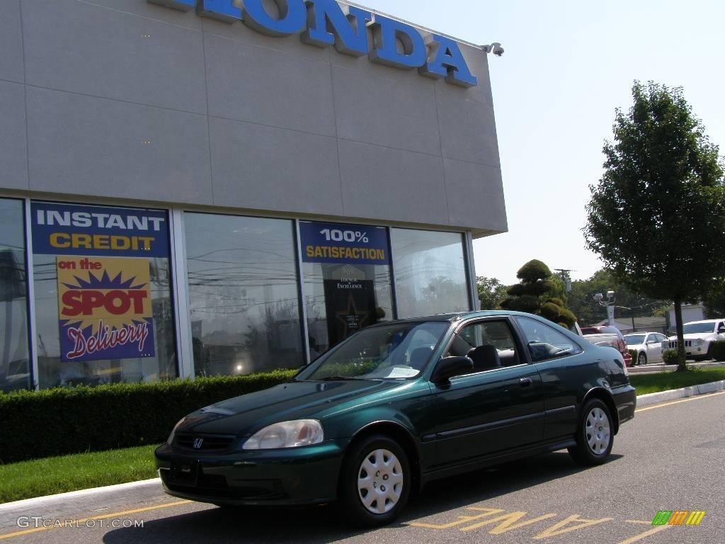 1999 Civic DX Coupe - Clover Green Pearl / Dark Gray photo #1