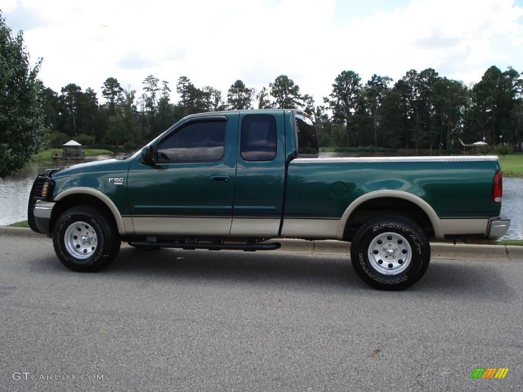 1999 F150 Lariat Extended Cab 4x4 - Woodland Green Metallic / Medium Prairie Tan photo #1