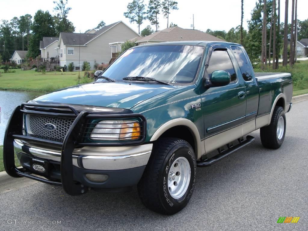 1999 F150 Lariat Extended Cab 4x4 - Woodland Green Metallic / Medium Prairie Tan photo #2