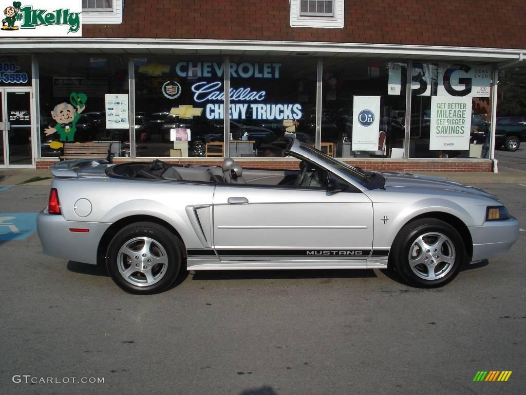 2002 Mustang V6 Convertible - Satin Silver Metallic / Medium Graphite photo #2
