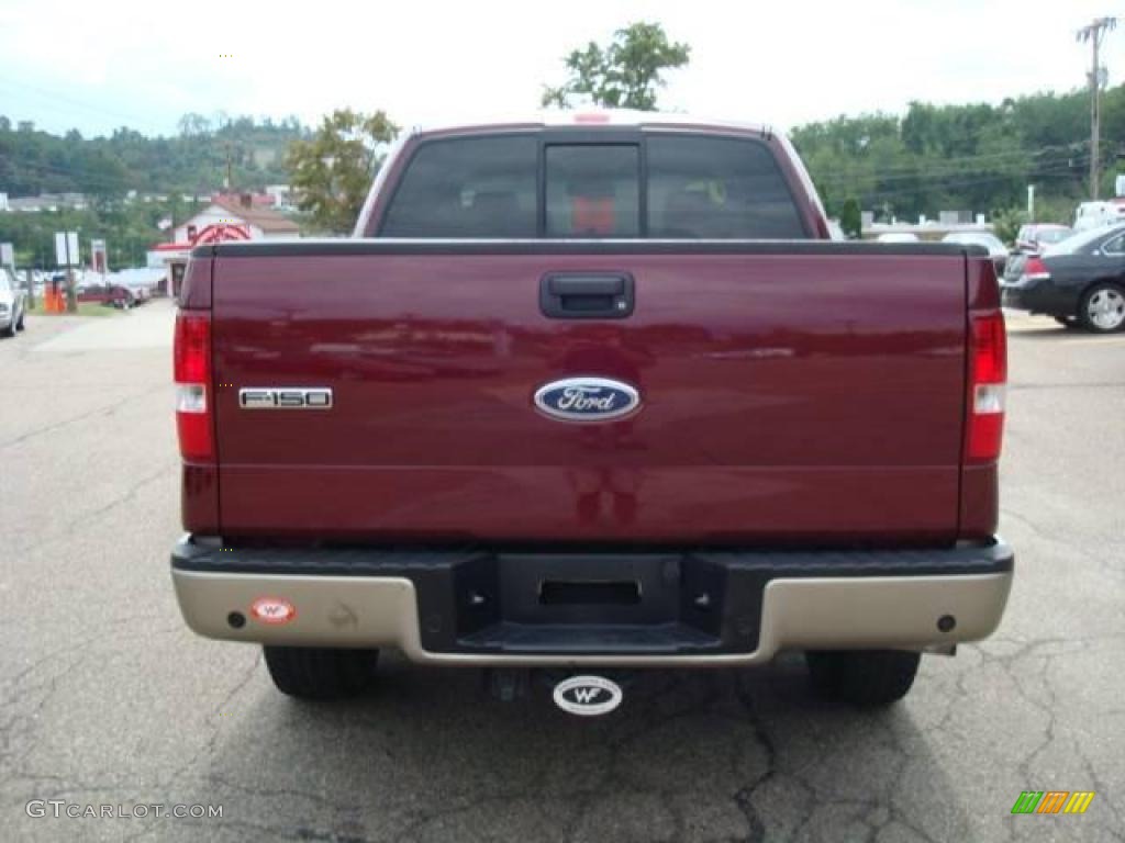 2005 F150 Lariat SuperCrew 4x4 - Dark Toreador Red Metallic / Tan photo #3